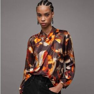 All Saints Zola silk blend Blouse size 2